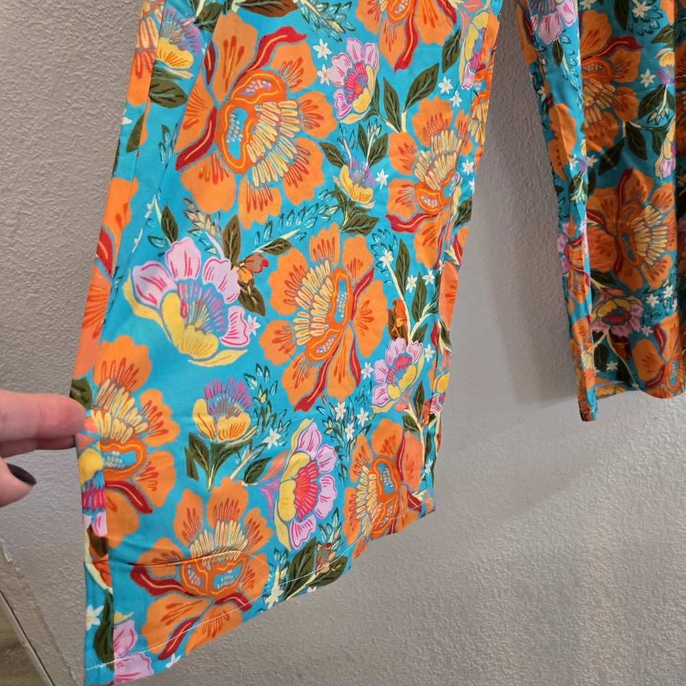 Cupshe Floral Wide Leg Pants - Orange and‎ Green Pocjet - Picture 4 of 16